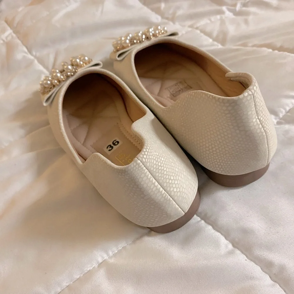 Girls Flats with Pearl Embellishments